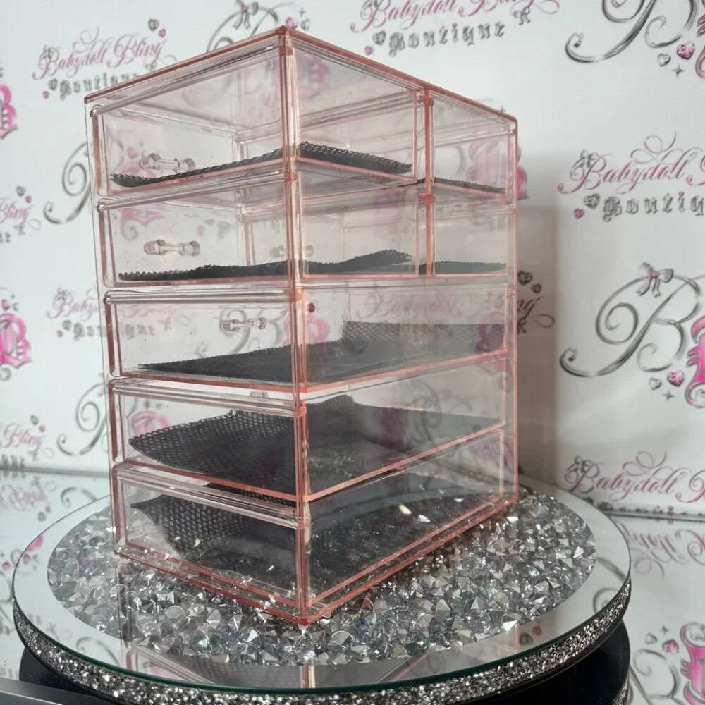 Organizer Pink 7 drawer Acrylic Makeup cosmetic Organizer drawers shelf